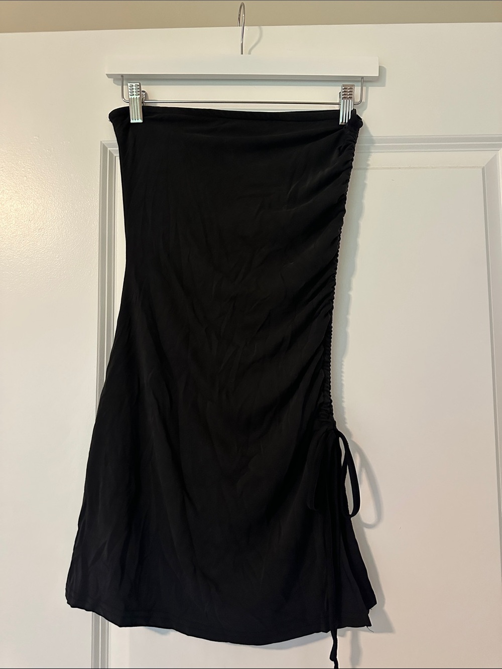 Black Ruched Side Tie Mini dress